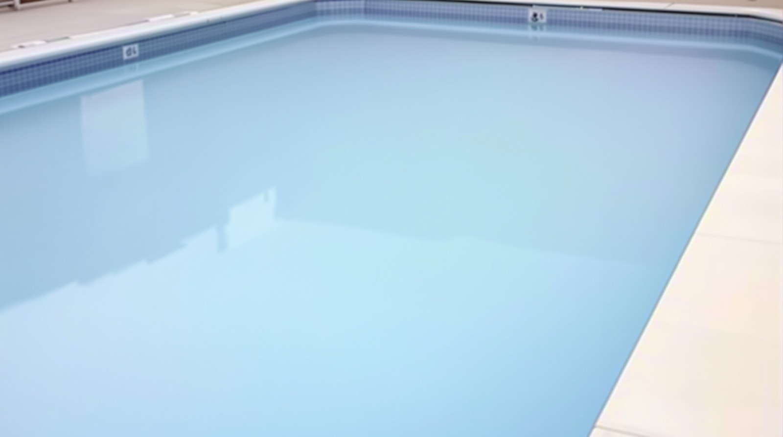 A swimming pool with cloudy, milky water obscuring the floor